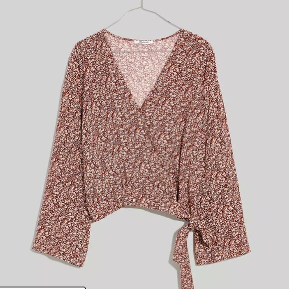 NWT Madewell Floral Pattern Tie-Front Wrap Top XL - Picture 1 of 4